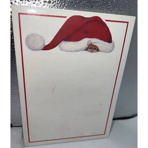 Creative Papers Mouse Wearing Santa Hat Notepad New Old Stock Christmas - Picture 1 of 3